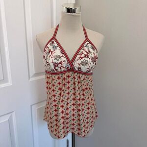 Y2K MULTICOLOR XHILARATION FLORAL PRINT HALTER NECK TOP